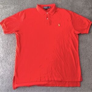 New auth POLO Ralph Lauren orange relaxed fit XL pique cotton polo shirt top